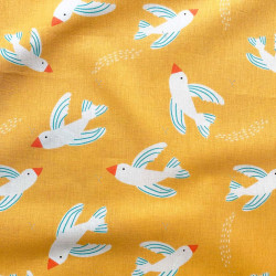 Printed Cotton BEBIRD Amber / Bright Green